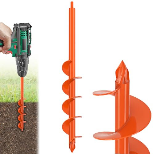 Benelabel Tarière Jardin pour Mèche, 61x7.6cm Manuelle Outil Plantation Creuser de Trous Terre Sol à Bulbes Arbre Spirale pour Plantation/Poteaux BoîTe Aux Lettres/Convient L'Hexagone 10mm