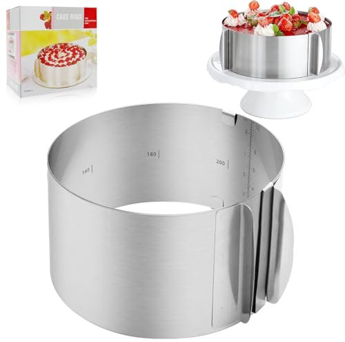 CTCEHL Stampo Circolare per Torte,Anello per Torte Regolabile Ø 16-30 cm,Anello Torta Regolabile in Acciaio Inox,Cerchio Torta,Coppapasta Tondi,con Bilancia,per Cottura e Decorazione (Altezza: 10 cm)