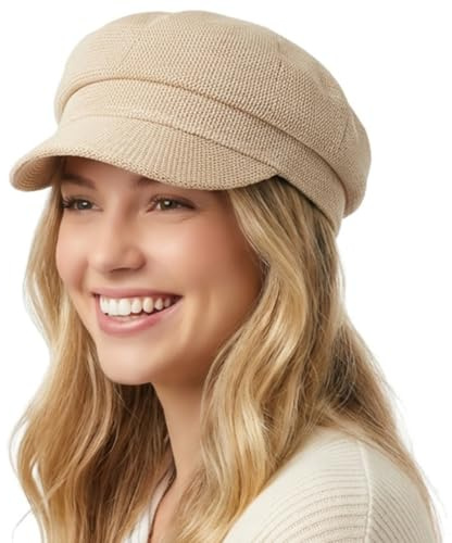 HIQIU Keps dam linne imitation platt topp keps dam basker fritid fiddler keps Newsboy keps med brätte för vår och höst