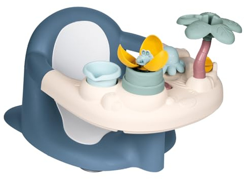 Little Smoby - Siège de Bain - Tablette d'Activités - Roue à Aube, Gobelet, Palmier Arroseur, Ventouses Incluses, Fleur Magique, Poulpe - A Partir de 6 Mois - Fabrication Française