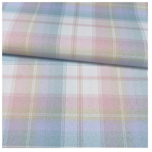 rutig tyg, gör-det-själv-sömnadsmaterial | För kjol, klänning, hem, kläder, rutig, textil, hantverk, blå, rosa (färg 26, 100 x 150 cm)