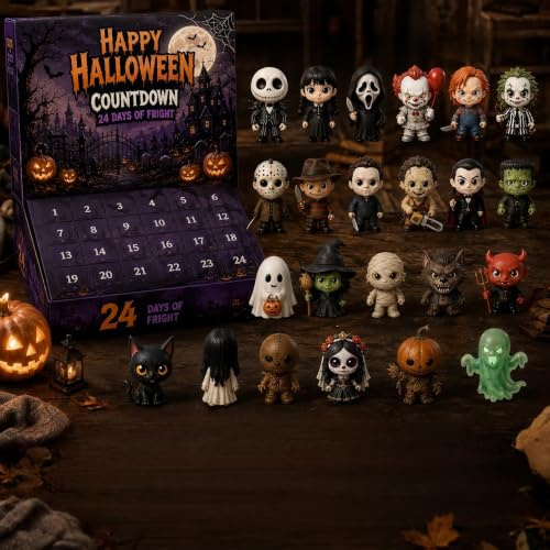 Halloween adventskalender, 24 dagars hemsökt hus nedräkning | 2026 Spöklik överraskningskalender, samlarobjekt minifigurer för bordsdisplay halloween festdekor