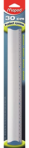 Maped - Règle 30 cm en Aluminium - Triple Décimètre Solide et Durable - Règle Plate de Traçage en Métal - Embouts Anti-Bruit