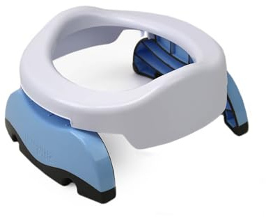 Potette Plus 2-in-1, Folding Travel Potty & Toilet Trainer Seat, White/Blue