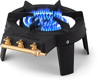 Orbegozo FO 6500 Hornillo gas de hierro fundido, Superficie resistente a altas temperaturas, Tres zonas independientes de encendido, 18 cm de diámetro, Cuádruple corona, Negro