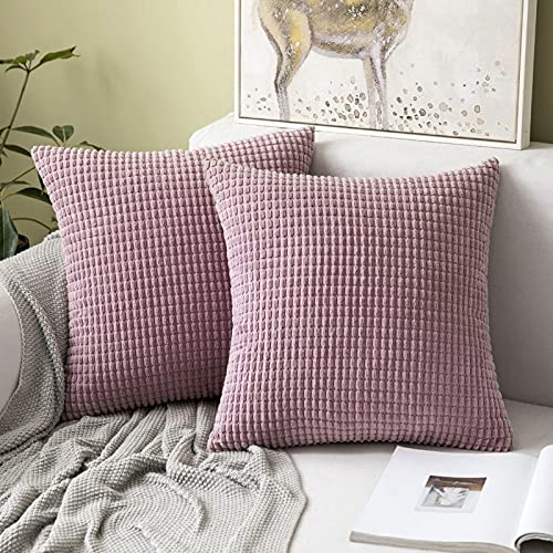 MIULEE Kissenbezug 40x40 Rosa Lila Sofakissen Kordsamt Kissenbezüge Quadrat Cord Dekokissen Kissenhülle Dekorativ Couchkissen Bezug Weich für Wohnzimmer Schlafzimmer 16x16 Inch 2er Set
