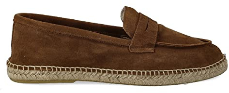 PAYMA - Espadrillas Mocassini da Uomo in Pelle Scamosciata. Sandali di Juta Estive e Flessibili. Design Liscio o Mascherato. Colore: Marrone, Taglia: EU 40