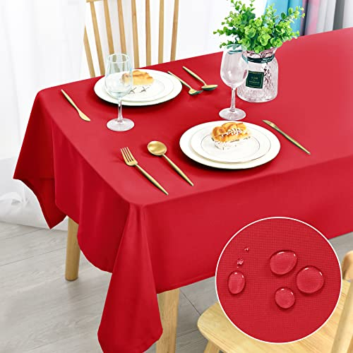 DWCN Rot Tischdecke Weihnachten 110x140cm Fleckschutz Abwaschbar Tischwäsche Wasserdicht Tischtuch für Esszimmer, Garten, Party, Hochzeiten oder Haushalt