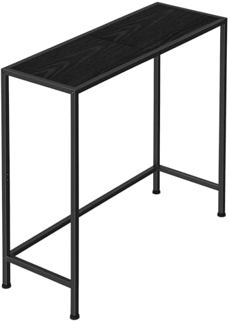 NOVIMANGO Konsolentisch für Eingangsbereich, kleine Tische, schwarzer schmaler Konsolentisch, Flurtisch, Wohnzimmermöbel, dünner Beistelltisch, Rückseite des Sofas, Skinny hinter Couchtisch (Schwarz)