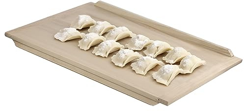 KADAX Planche à pâtes en bois de peuplier, planche à pâte avec barres d'arrêt, planche à pâtisserie traditionnelle pour pâtes, gâteaux, boulettes (double face, 50 x 70 cm)