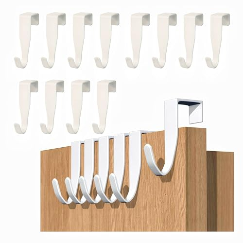 CELFER 12 stück Türhaken zum Einhängen, Kohlenstoffstahl Kleiderhaken Tür, Stabile Haken zum Einhängen, Garderobenhaken Außen Haus Türhaken zum Einhängen, für Schranktür und Zimmertür, weiß