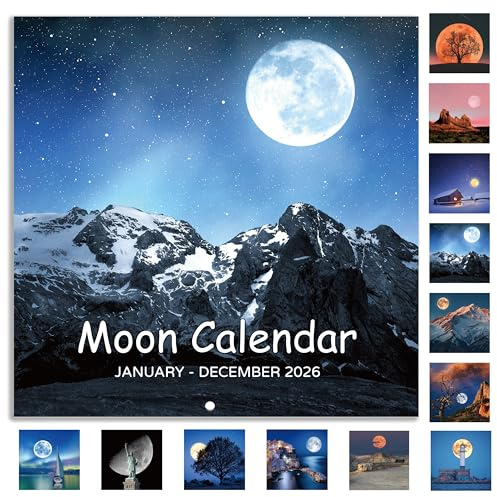 2027 Wall Calendar - Moon Calendar 2027, Jan. 2027 - Dec. 2027, 12 x 24 (Open), 2027 Calendars, 12-Month Wall Calendar with Moon Phases, Perfect for Office & Home