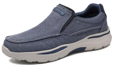 MEIION Canles - Deklan - Scarpe da uomo in tela per il tempo libero, comode e traspiranti, slip-on per l'uso quotidiano, con suola interna ergonomica e supporto per tallone, Blu, 42 EU