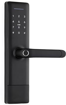 Serratura Smart con Maniglia Intelligente e Controllo via App TTLock – Apertura con Impronta Digitale, Codice o Smartphone – Serratura Elettrica con Cilindro per Porta Interna o Cancello Esterno