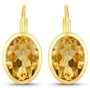 Rafaela Donata Damen Ohrhänger aus 925/- Sterling Silber gelbvergoldet 14 Karat mit Citrin gelb Edelsteinohrringe Edelsteingröße 8x6 mm