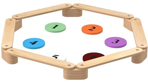 AIYAPLAY Poutre d'Équilibre pour Enfants, Modulable, Bois Massif de Pin, Parcours de Motricité, 6 Pièces pour Intérieur et Extérieur, Jouet Montessori d'Entraînement d'Équilibre, Charge 50 kg, Naturel