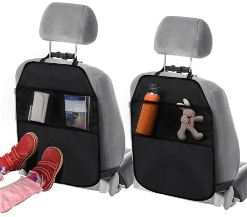 NEUTYPECHIC 2 Pezzi Protezione Sedile Auto Bambini Antiusura, Copri Sedile Auto Bambini con Portaoggetti, Proteggi Sedile Auto Bambini Posteriore Impermeabile, Organizer Sedile Posteriore Auto