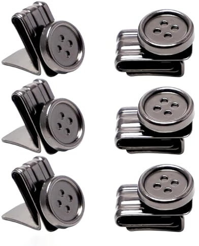 JINJUMEI Lot de 6 boutons de sangle sans boutons à coudre Bretelles avec pour hommes Bouton de bretelles pour Jean, Pantalons et Clips de Sangle à Pince
