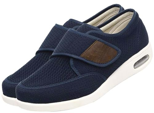 JTNZDAW Chaussures Orthopédiques Homme Extra Large chaussons pour œdème Patients diabétiques Dames Edema Swollen des Sandales Pieds Larges(Blue,46 EU)