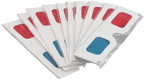 Fozriybefy 3D Brille, 10 Paar Stereo Objektive Aus Rotem und Blauem Papier für Filme Set 3D Brille Aus Anaglyphen Papier