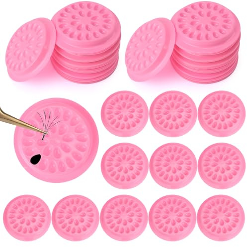 100Pcs False Lash Glue Holder Disposable Eyelash Tray Eyelashes Glue Holders Lash Trays Eyelash Extension Holder Pallet Pads for Eyelash Extensions (Pink)