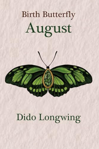 (August) Green Birth Butterfly Dido Longwing Gemstone Line Paper Writing Journal, 100 Pages, 6” x 9” Lined Paper Notebook, Paperback
