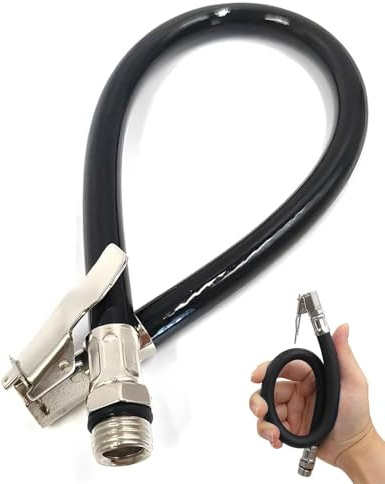 FUGLUS 1 kit di prolunga per valvola, pompa per pneumatici da 37 cm,tubo flessibile per gonfiaggio pneumatici, adattatore universale per valvole auto, adatto per compressori per biciclette, nero