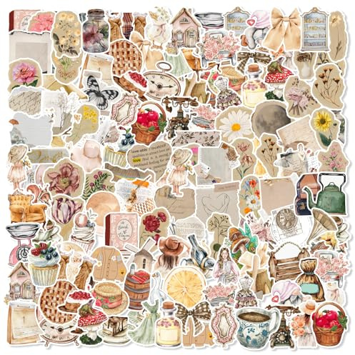 G2PLUS 100 Pegatinas Vintage – Stickers para Scrapbooking, Cuadernos, Ordenadores, Maletas, Termos, Tazas y Agenda