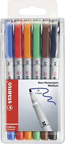 STABILO - Folienstift - OHPen universal - wasserlöslich medium - 6er Pack - mit 6 verschiedenen Farben