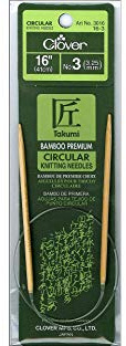 Clover 3016/16-03 Takumi Bamboo Circular 16-Inch Knitting Needles, Size 3