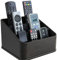 JackCubeDesign TV Fernbedienungs-Halter Behälter 3 geräumige Segmente Aufbewahrung Tisch-Organisator für das Wohnzimmer Büro (Schwarz) –MK122B