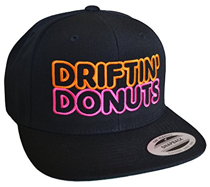 Baddery Tuner Flexfit Snapback Cap - „Drift'in Donuts“ - Motorsport Rennsport JDM Drift Kappe für Herren & Damen (One Size)