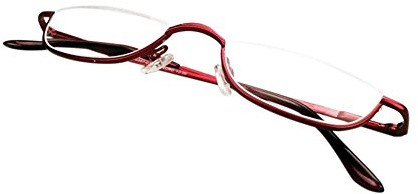 Inlefen Occhiali da lettura Half Moon Mezza montatura unisex Montature in metallo con cerniera a molla (red/+3.0)