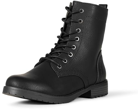 Amazon Essentials Botas de combate con cordones para mujer, color negro, 9.5
