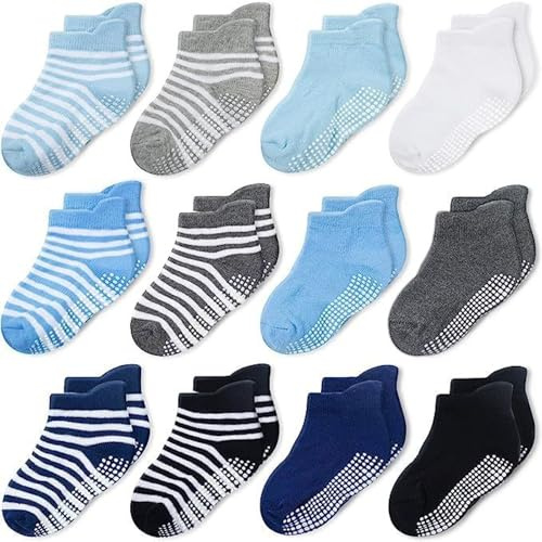 CozyWay Baby Non Slip Socks Toddler Socks With Grips Ankle for Infants Kids Little Girls Boys 12-36 Months