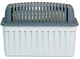 WENKO Feuchtigkeitskiller Raumentfeuchter 1 kg für Räume bis 80 m³ schützt vor Feuchtigkeit Schimmel Geruch ohne Strom wiederverwendbar mit Kunststoffgehäuse Granulat Raumklima 23,5x15,5x15,5 cm Grau