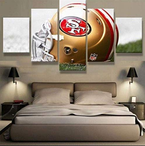 bnkrtopsu 5 Wandkunst Stück Leinwand 5 Leinwandbilder auf Leinwand für Heimdekoration und Poster San Francisco 49ers Team Football (150x80cm Rahmenlos)