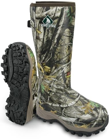 Obcursco 400g Insulation Rubber Hunting Boots for Men, Insulated Waterproof 6mm Neoprene Boot for Hunting (Camo, 9)