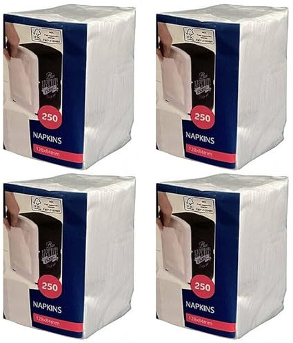 Lot de 4 x 150 serviettes de table en papier pour distributeur de serviettes Cabanaz - Blanc - 8,5 x 12,5 cm (pliées)