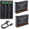 NATNO Battery for Insta 360 X3, 1800mAh Replacement Battery and 3 Channel USB Fast Charger Compatible with Insta 360 ONE X3 Action Camera Accessories, 2 Pack