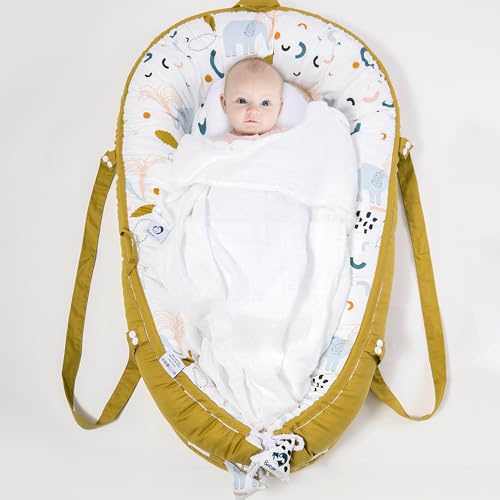 Babiesoul Nid d'ange Bébé — Réducteur de Lit Cocon 0-6 Mois — 100% Coton Certifié Oeko-TEX — 80x50cm — Favorise l'Endormissement — Cododo Supervisé