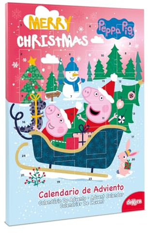 dekora - Calendario de adviento de Peppa Pig - Con 24 chocolatinas - Total 50GR - Chocolate con leche - Colorantes Naturales - Especial Navidad