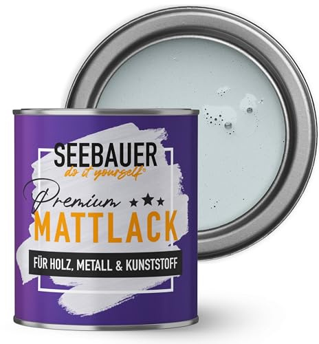SEEBAUER diy Mattlack Blau 375ml für Innen & Außen (No. 817 Blue Ridge) Möbelfarbe ohne Schleifen - Hybrid-Lack für Holz, Metall, Kunststoff - Holzlack, Möbellack hohe Deckkraft