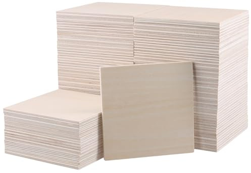 HONYUET 60 fogli quadrati in legno di tiglio 100 x 100 x 6 mm, compensato non finito da 10 cm, fogli di legno di balsa da 6 mm, per fai da te, artigianato, pittura