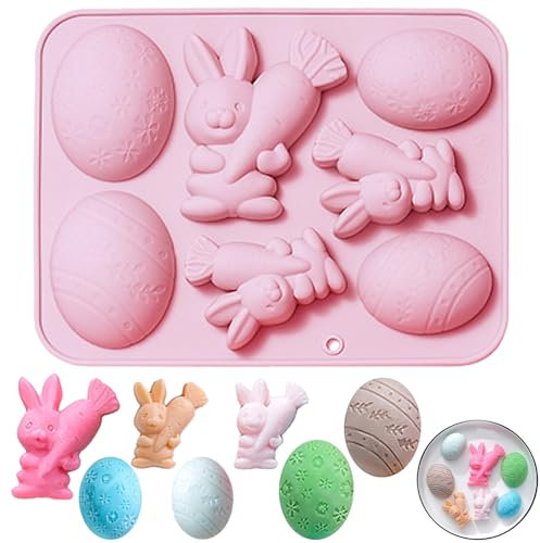 Molde Silicona Chocolate Pascua, Moldes para Huevos de Pascua, Molde Silicona Conejo Pascua, Huevos de Pascua Chocolate Molde, Molde Chocolate Pascua para Dulces, Gelatina, Chocolate, Fondant (A)