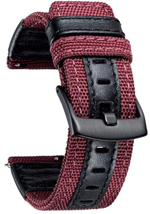 NZVCQVPU Mira bandas clásicas de lienzo con correas de reloj híbridas genuinas de cuero pulsera de pulsera negra 18/20/22 mm