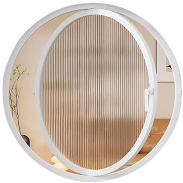 Finestra rotonda in lega di alluminio con vetro temperato trasparente girevole a 360° per soffitta seminterrato soggiorno studio – 60 cm (bianco)
