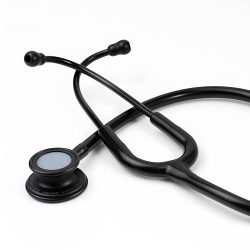 SCIAN Estetoscopio doble cabeza con olivas para estudiantes de medicina, acero inoxidable con accesorios, clásico ligero para médicos, enfermeras, niños y adultos (Negro)