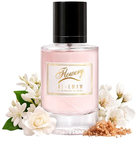 FLOWERY by AL-EMAM Eau De Parfum for Women Inspired by Luxury French Perfumery 50ml | Long Lasting Floral Perfume with Jasmine, White Gardenia, Pear Blossom & Brown Sugar