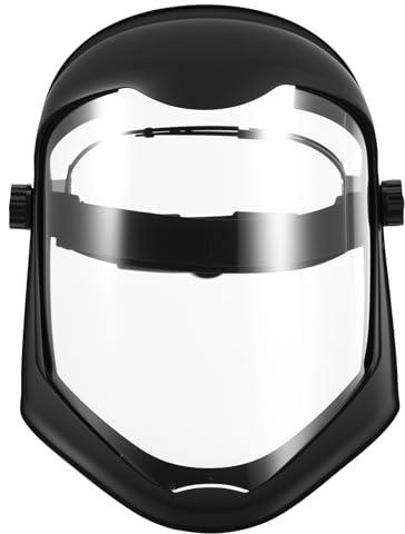 COZHYESS Anti-Fog Protective Full Face Shield, Reusable HD Full Face Shield with Removable Breathable Vents, visor face protection and ratcheting headgear (Black)